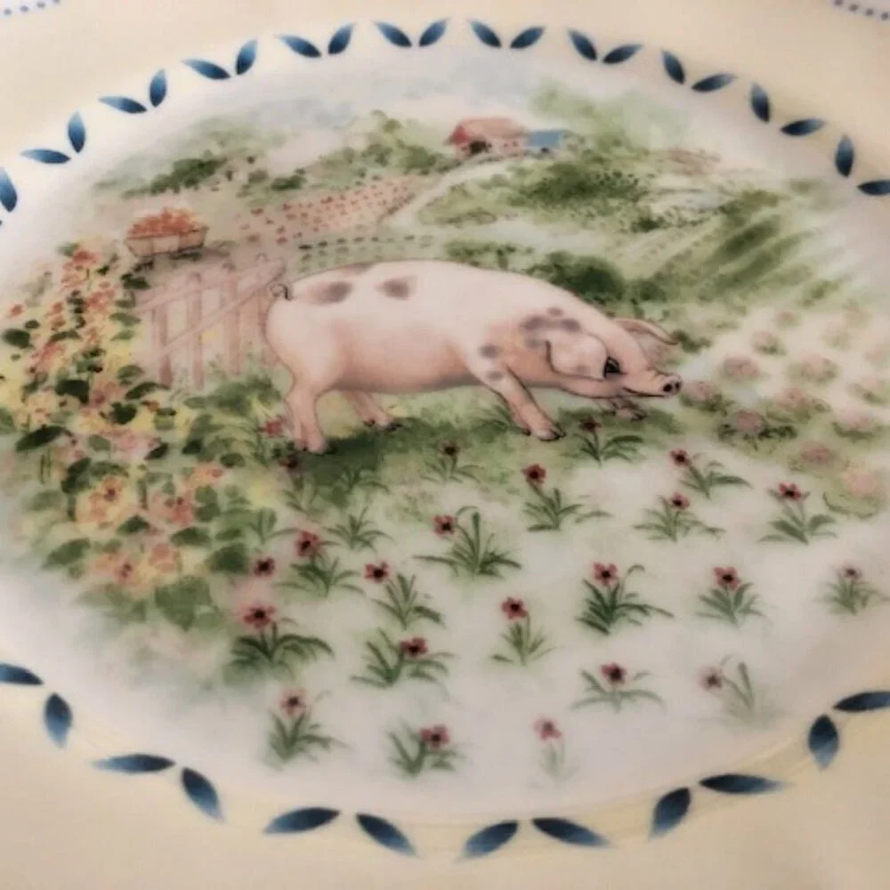 Lenox Provencal Garden Pig Luncheon Salad Accent Plate 9.5” Scalloped